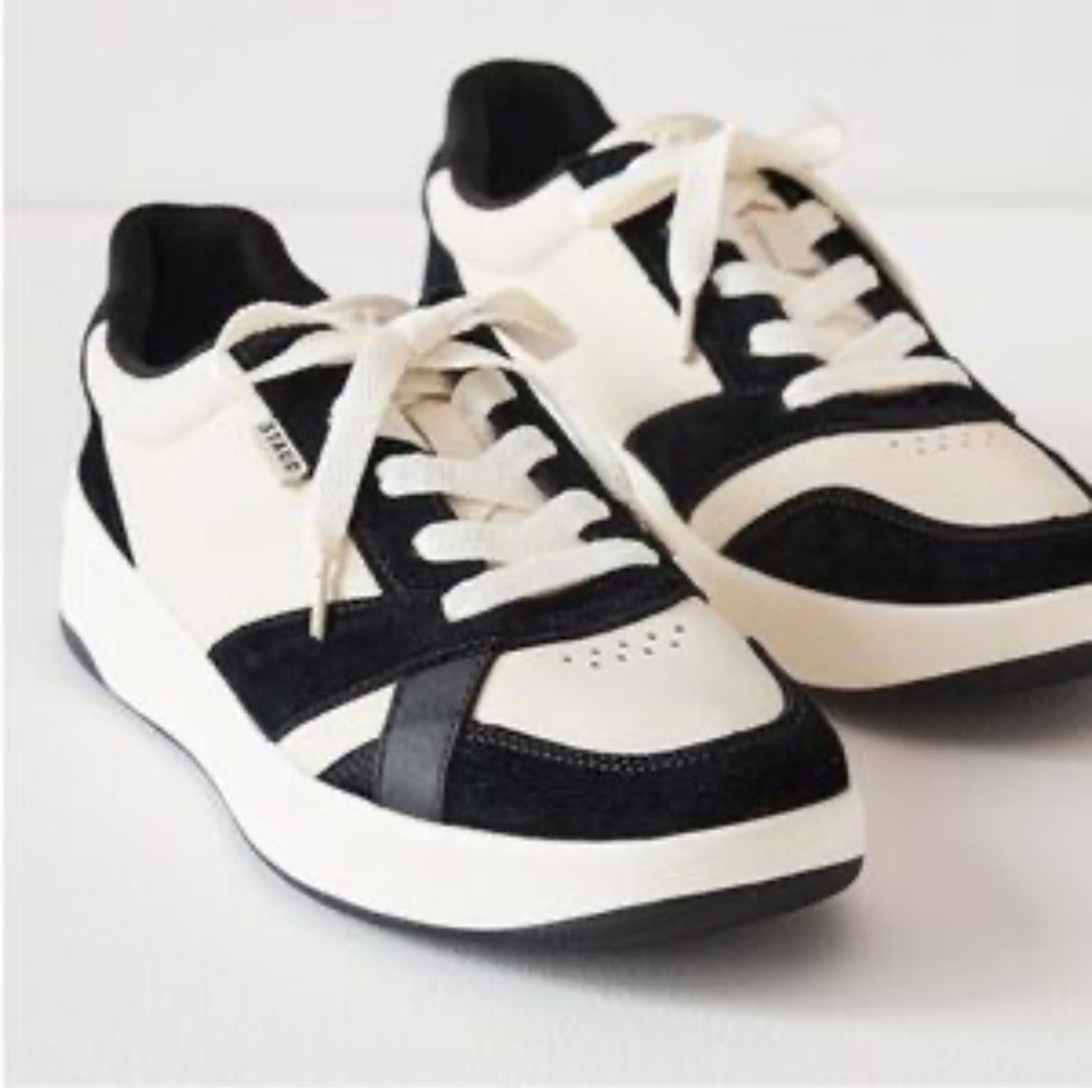 Staud x Keds The Court Sneaker – Cream & Black Leather